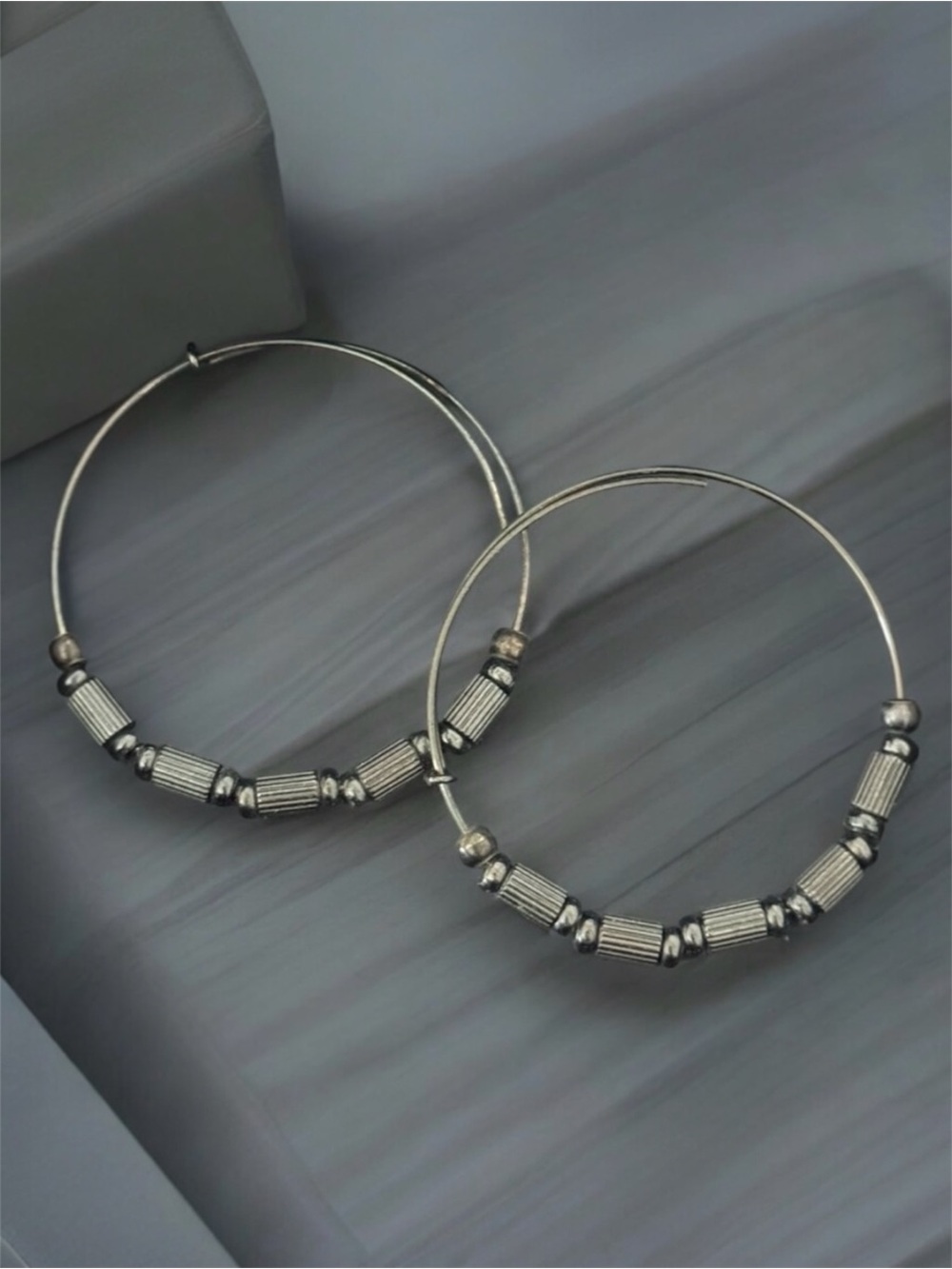 Alex & Ani Indus Hematite Endless Hoop Earrings